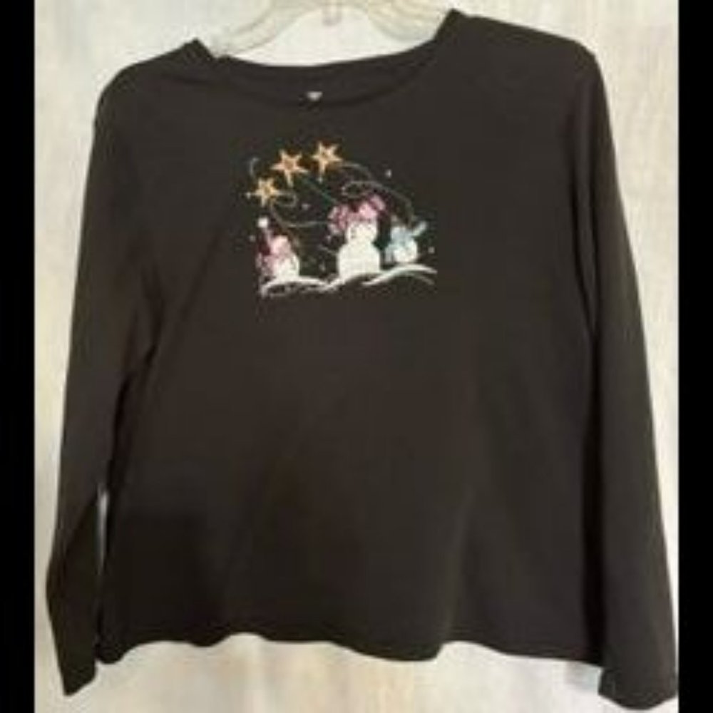 Black Christmas snowmen knit top, XXL, size 20